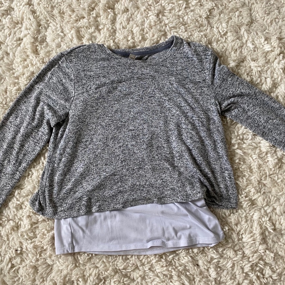 double layered grey and white shirt